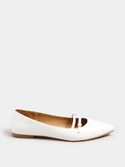 Long Tall Sally White Flat Point Multi Strap Shoes - Image 1 of 4