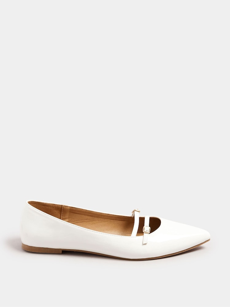 Long Tall Sally White Flat Point Multi Strap Shoes - Image 1 of 4