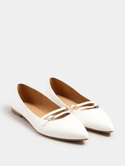 Long Tall Sally White Flat Point Multi Strap Shoes - Image 2 of 4