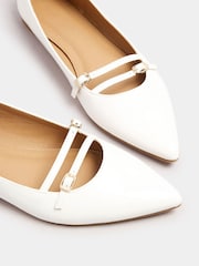 Long Tall Sally White Flat Point Multi Strap Shoes - Image 4 of 4