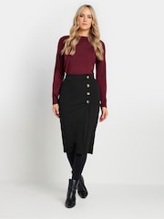 Long Tall Sally Black Side Wrap Tailored Skirt - Image 1 of 5