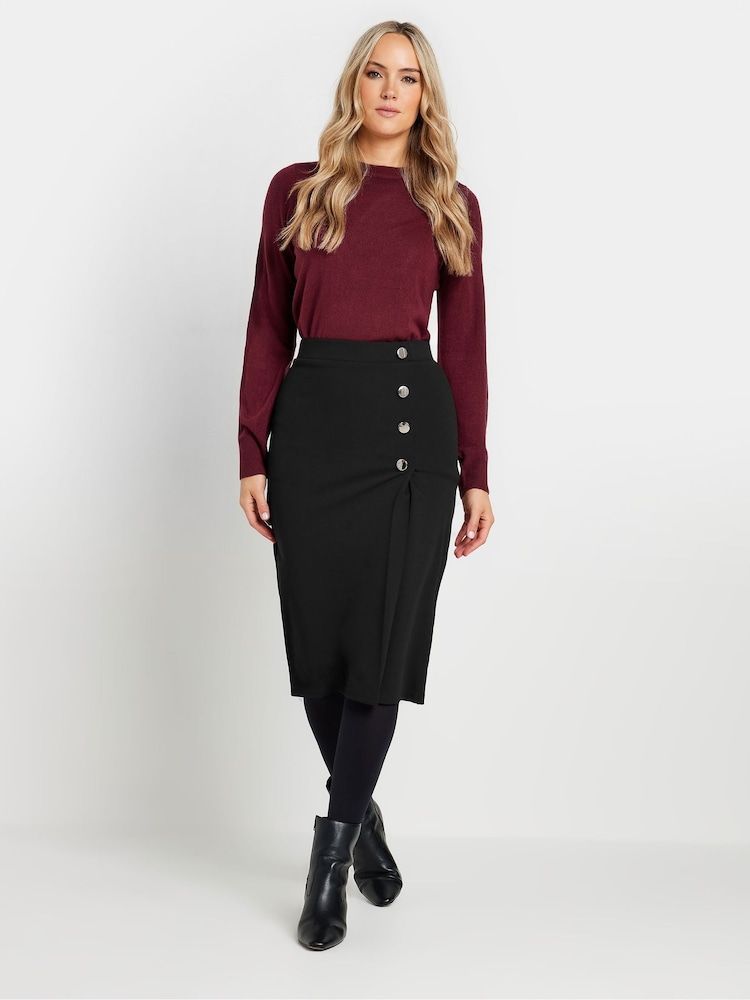 Long Tall Sally Black Side Wrap Tailored Skirt - Image 1 of 5