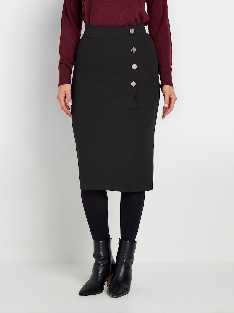 Long Tall Sally Black Side Wrap Tailored Skirt - Image 2 of 5