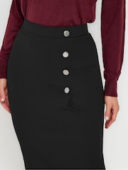 Long Tall Sally Black Side Wrap Tailored Skirt - Image 4 of 5