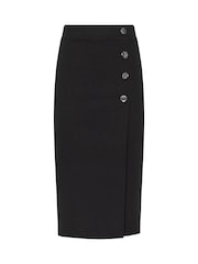 Long Tall Sally Black Side Wrap Tailored Skirt - Image 5 of 5