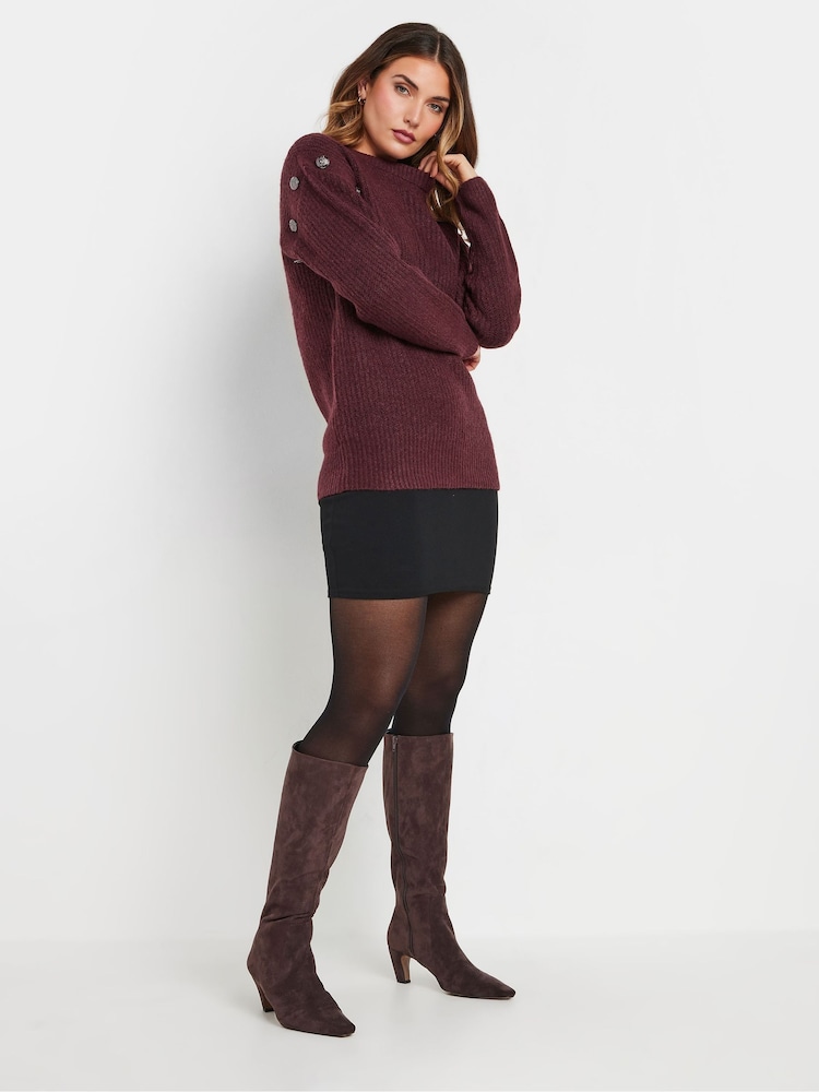 Long Tall Sally Purple Button Shoulder Cable Jumper - Image 2 of 5