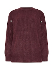 Long Tall Sally Purple Button Shoulder Cable Jumper - Image 5 of 5
