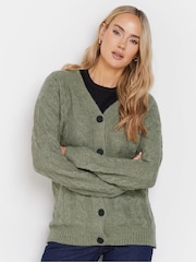 Long Tall Sally Grey V-Neck Cable Cardigan - Image 1 of 5