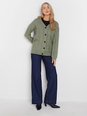 Long Tall Sally Grey V-Neck Cable Cardigan - Image 2 of 5