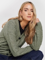 Long Tall Sally Grey V-Neck Cable Cardigan - Image 3 of 5