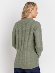 Long Tall Sally Grey V-Neck Cable Cardigan - Image 4 of 5