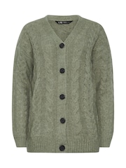 Long Tall Sally Grey V-Neck Cable Cardigan - Image 5 of 5