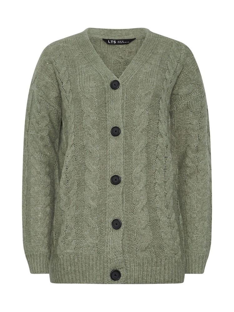 Long Tall Sally Grey V-Neck Cable Cardigan - Image 5 of 5