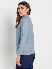 Long Tall Sally Blue V Front Cable Jumper - Image 3 of 5