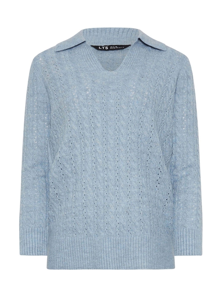 Long Tall Sally Blue V Front Cable Jumper - Image 5 of 5 Long Tall Sally Blue V Front Cable Jumper - Image 5 of 5