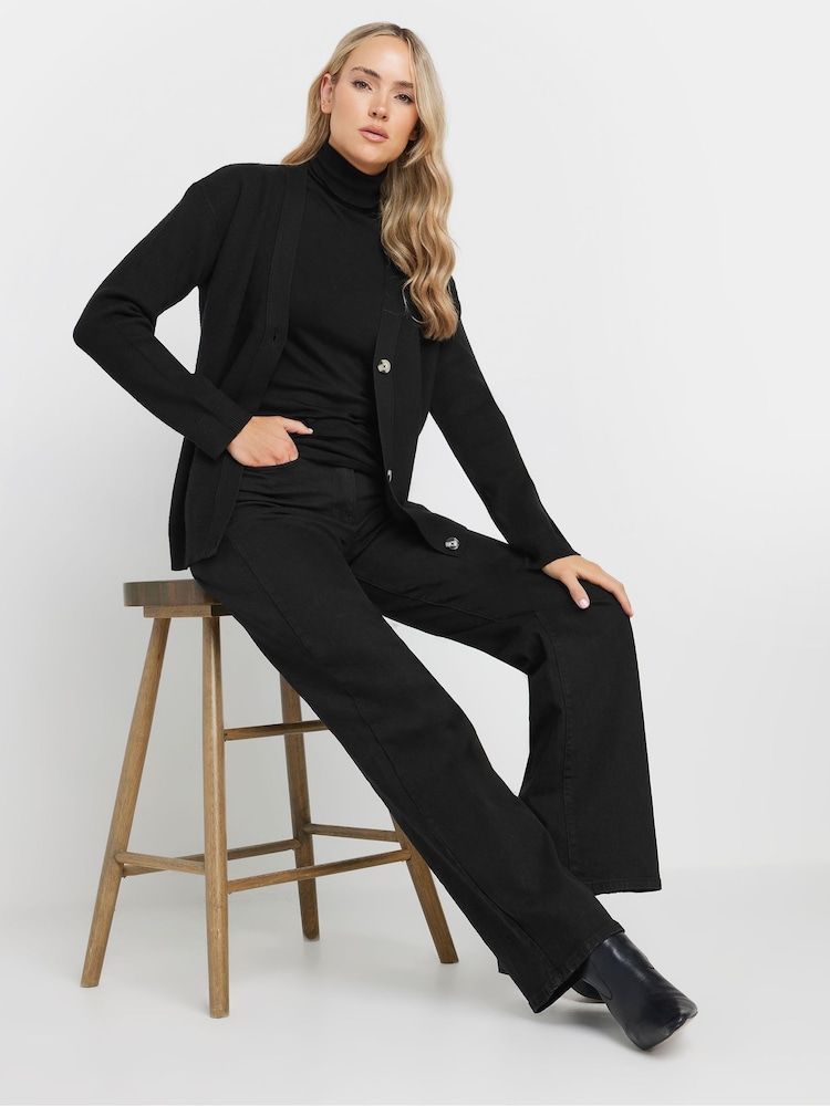 Long Tall Sally Black Premium Tall V-Neck Cardigan - Image 2 of 5 Long Tall Sally Black Premium Tall V-Neck Cardigan - Image 2 of 5