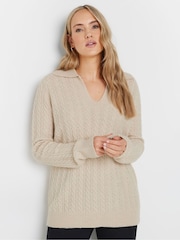 Long Tall Sally Natural V Front Cable Jumper - Image 1 of 5