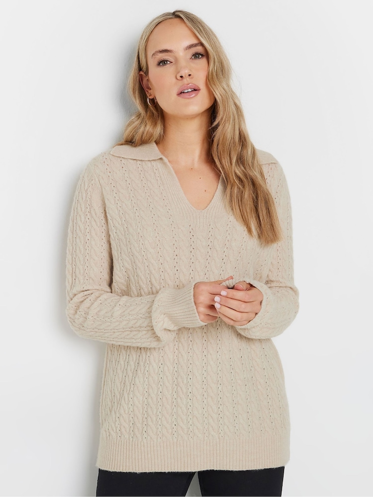 Long Tall Sally Natural V Front Cable Jumper - Image 1 of 5