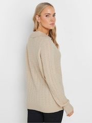 Long Tall Sally Natural V Front Cable Jumper - Image 3 of 5