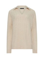 Long Tall Sally Natural V Front Cable Jumper - Image 5 of 5
