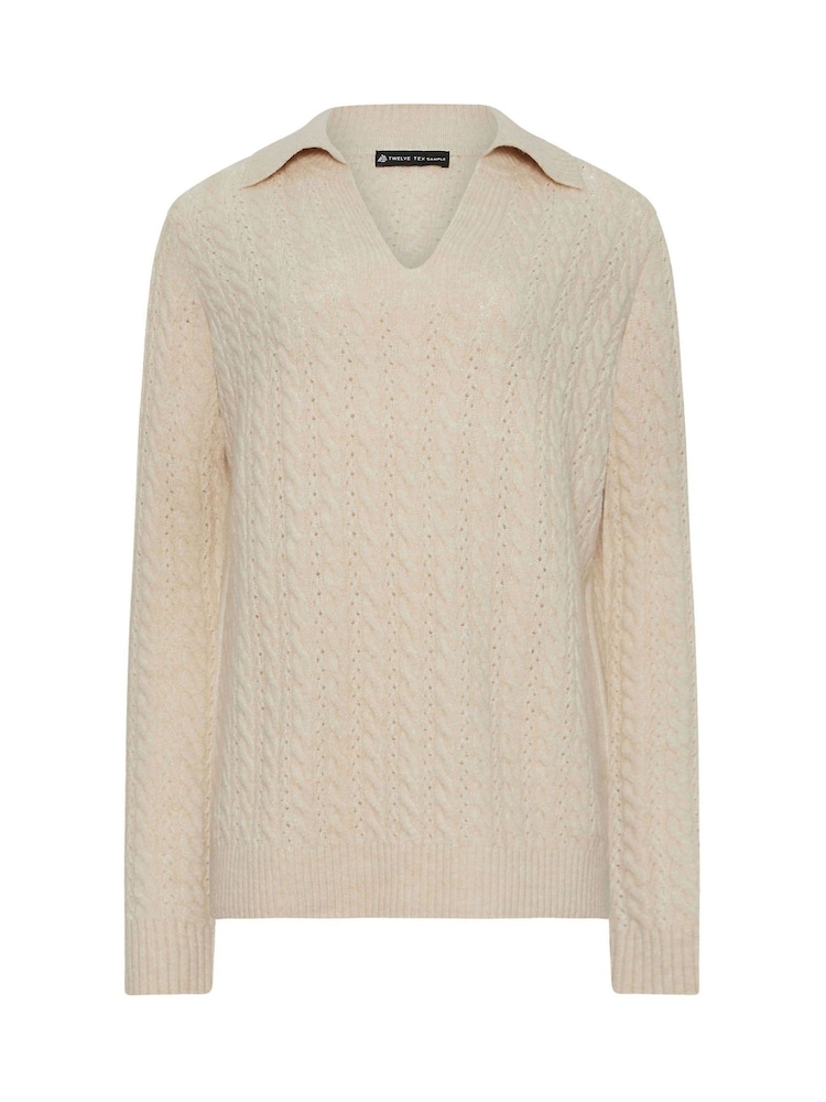 Long Tall Sally Natural V Front Cable Jumper - Image 5 of 5