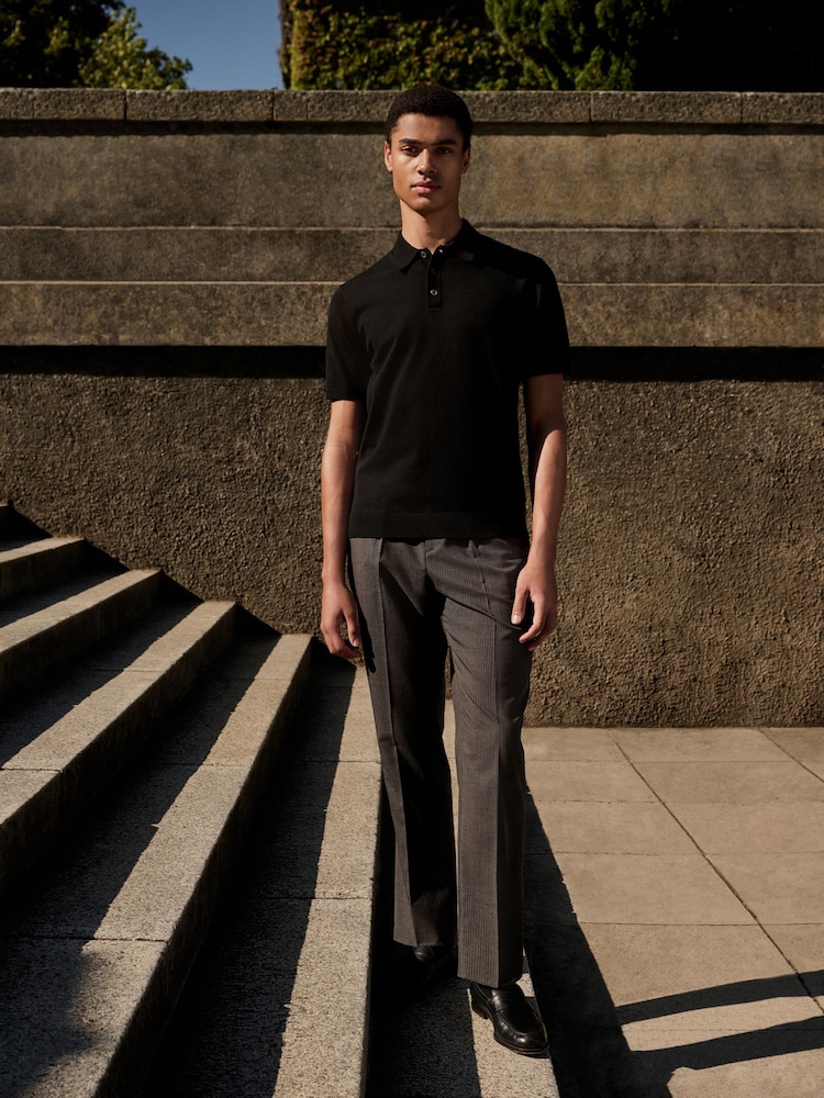 Black Stag Logo Regular Fit Cotton Rich Short Sleeve Knit Polo Shirt - Image 2 of 7