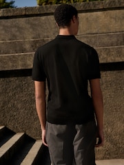 Black Stag Logo Regular Fit Cotton Rich Short Sleeve Knit Polo Shirt - Image 3 of 7