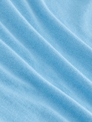 Light Blue Regular Fit Cotton/Cashmere Blend Signature Short Sleeve Knit Polo Shirt - Image 3 of 3
