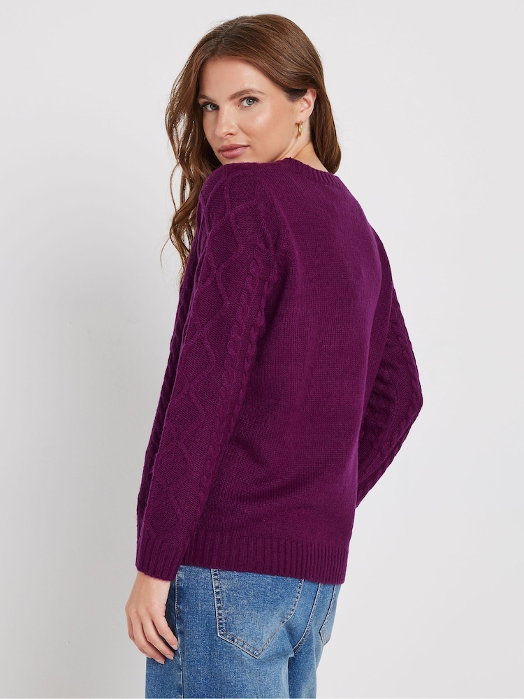 M&Co Purple Big Diamond Cable Jumper - Image 2 of 5