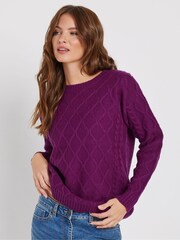 M&Co Purple Big Diamond Cable Jumper - Image 3 of 5
