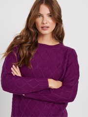 M&Co Purple Big Diamond Cable Jumper - Image 4 of 5