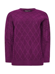 M&Co Purple Big Diamond Cable Jumper - Image 5 of 5