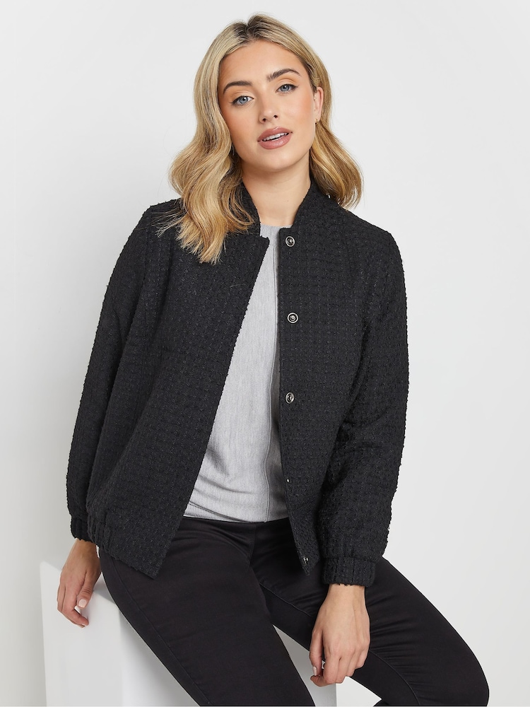 M&Co Black Boucle Bomber Jacket - Image 1 of 5 M&Co Black Boucle Bomber Jacket - Image 1 of 5