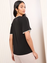 Friends Like These Black Tipped Flutter Sleeve T-Shirt - Image 4 of 4