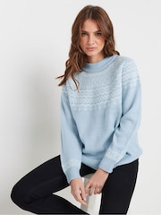 M&Co Blue Placement Fairisle Pattern Jumper - Image 1 of 5