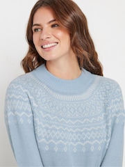 M&Co Blue Placement Fairisle Pattern Jumper - Image 4 of 5