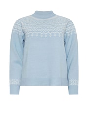 M&Co Blue Placement Fairisle Pattern Jumper - Image 5 of 5