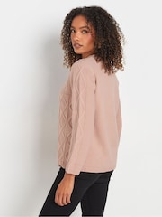 M&Co Blush Pink Cable Knit Patchwork Jumper - Image 3 of 5
