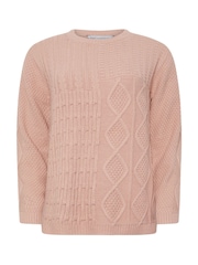 M&Co Blush Pink Cable Knit Patchwork Jumper - Image 5 of 5