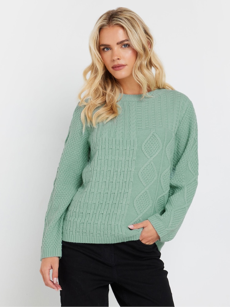 M&Co Green Petite Cable Patch Jumper - Image 1 of 5