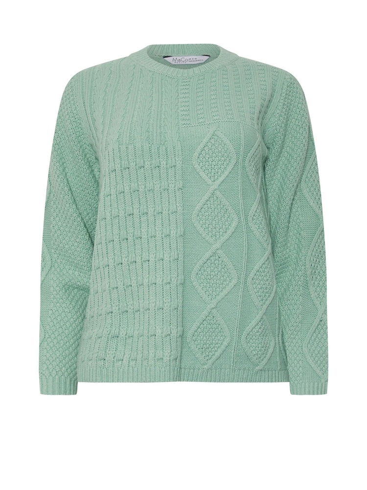 M&Co Green Petite Cable Patch Jumper - Image 5 of 5