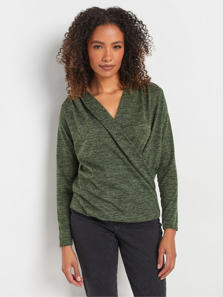 M&Co Green Wrap Over Jumper - Image 1 of 5 M&Co Green Wrap Over Jumper - Image 1 of 5
