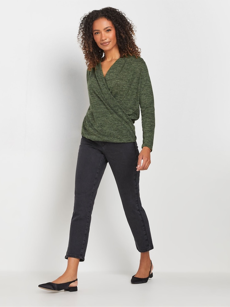 M&Co Green Wrap Over Jumper - Image 2 of 5 M&Co Green Wrap Over Jumper - Image 2 of 5