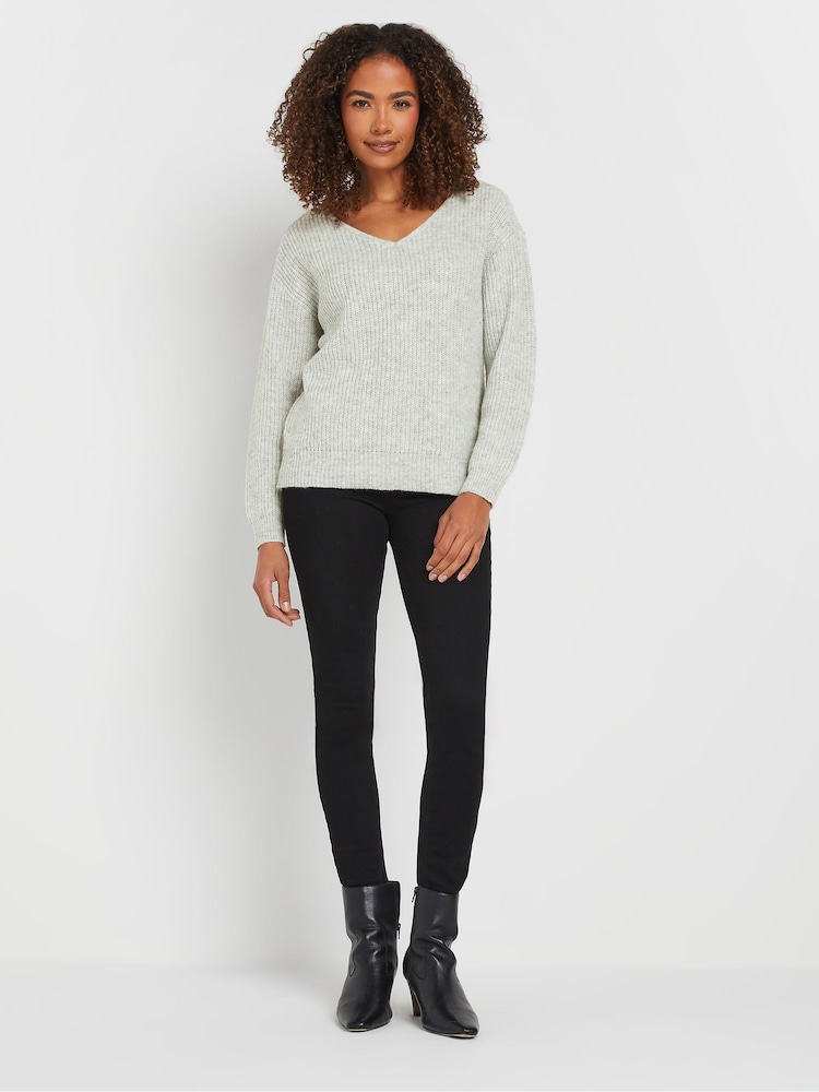 M&Co Grey V-Neck Shoulder Jumper - Image 2 of 5