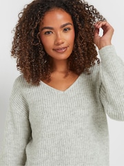 M&Co Grey V-Neck Shoulder Jumper - Image 4 of 5