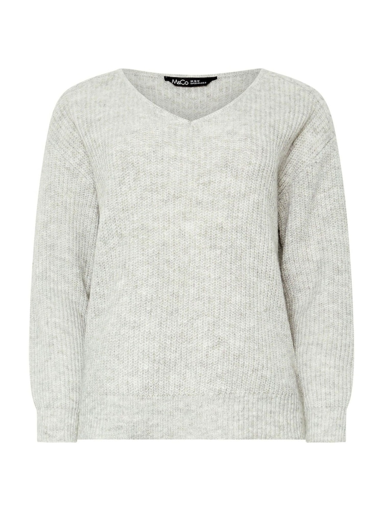 M&Co Grey V-Neck Shoulder Jumper - Image 5 of 5