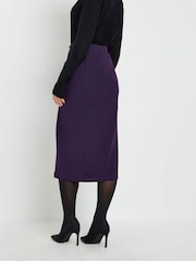 M&Co Purple Petite Button Detail Midi Skirt - Image 3 of 5