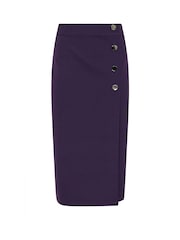 M&Co Purple Petite Button Detail Midi Skirt - Image 5 of 5