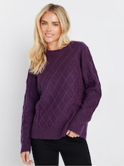 M&Co Purple Petite Diamond Cable Jumper - Image 1 of 5