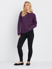 M&Co Purple Petite Diamond Cable Jumper - Image 2 of 5